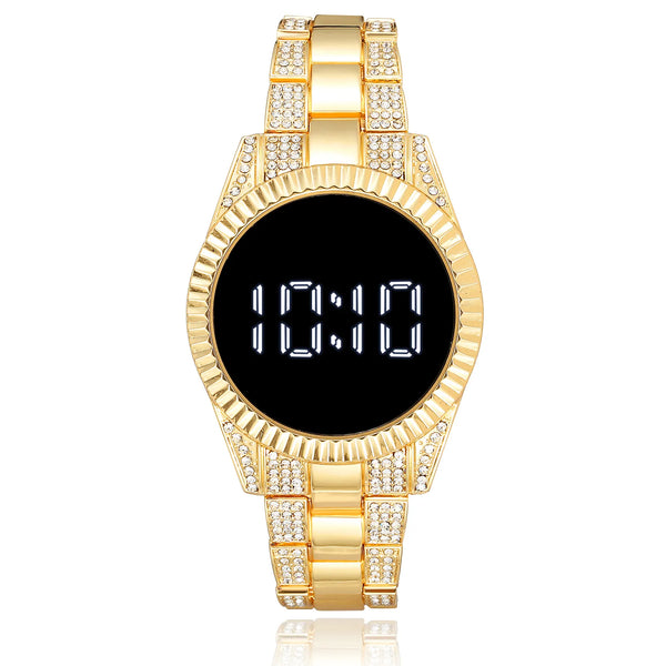 2024 Trending Fashion: Stainless Steel Band Women's LED Digital Watch with Rhinestone Accents