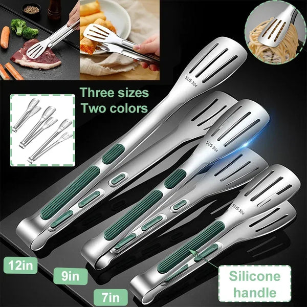 Stainless Steel Non-Slip Kitchen Tongs: Versatile BBQ Meat and Bun Tongs, Ideal for Buffets and Cooking - Available in 7/9/12 Inches, Essential Cooking Accessories