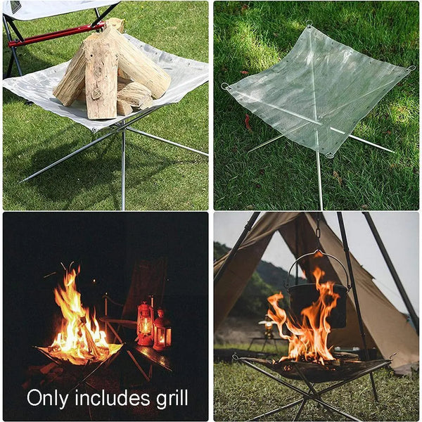 Durable Portable Fire Pit: Quick Assembly Mesh Fireplace for Outdoor Camping, BBQ, and Backyard Gatherings – Ideal Garden Brazier for Camping