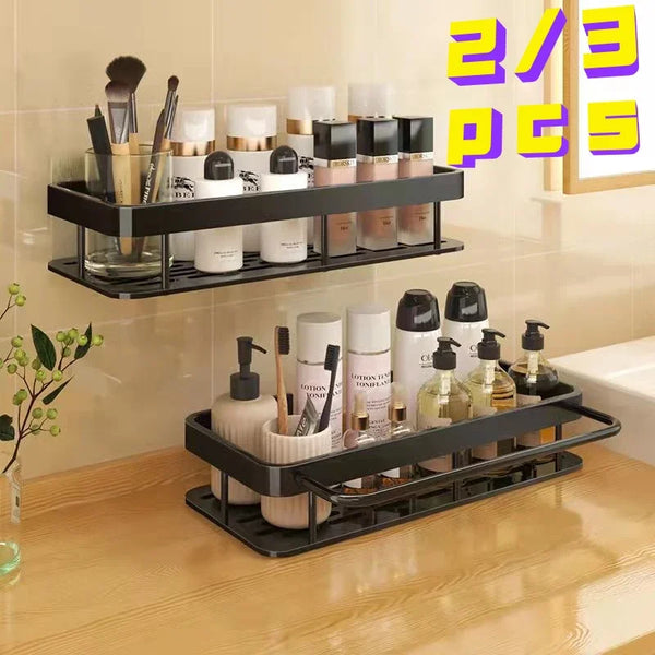 New Hot Kitchen Space Aluminum Storage Shelf: Drill-Free Organizer for Spices, Cleaning Tools, and Kitchen Accessories