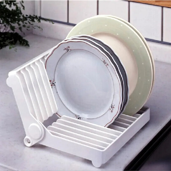 Foldable Kitchen Dish Rack: Stand Holder for Bowls, Plates, and Tableware - Organizer Tray with Drying Rack, Dish Drainer, Drip Shelf, and Tools Storage