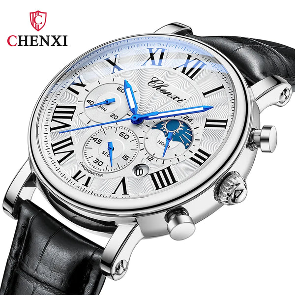 CHENXI High-Quality Luxury Men's Watch: Leather Fashion Casual Quartz Wristwatch, Luminous and Waterproof - Perfect Gift