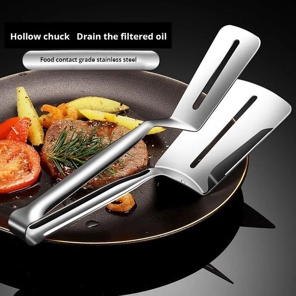 Stainless Steel Steak Clip: Versatile Kitchen Tool for Pancakes, Fried Fish, Roast Meat, Barbecue, and Bread Handling - Essential Household Kitchen Utensil