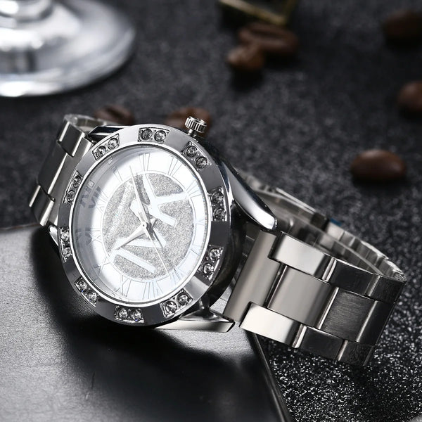 2024 Luxury Crystal Diamond Women's Watch - Gold Stainless Steel Timepiece for Leisure and Elegance